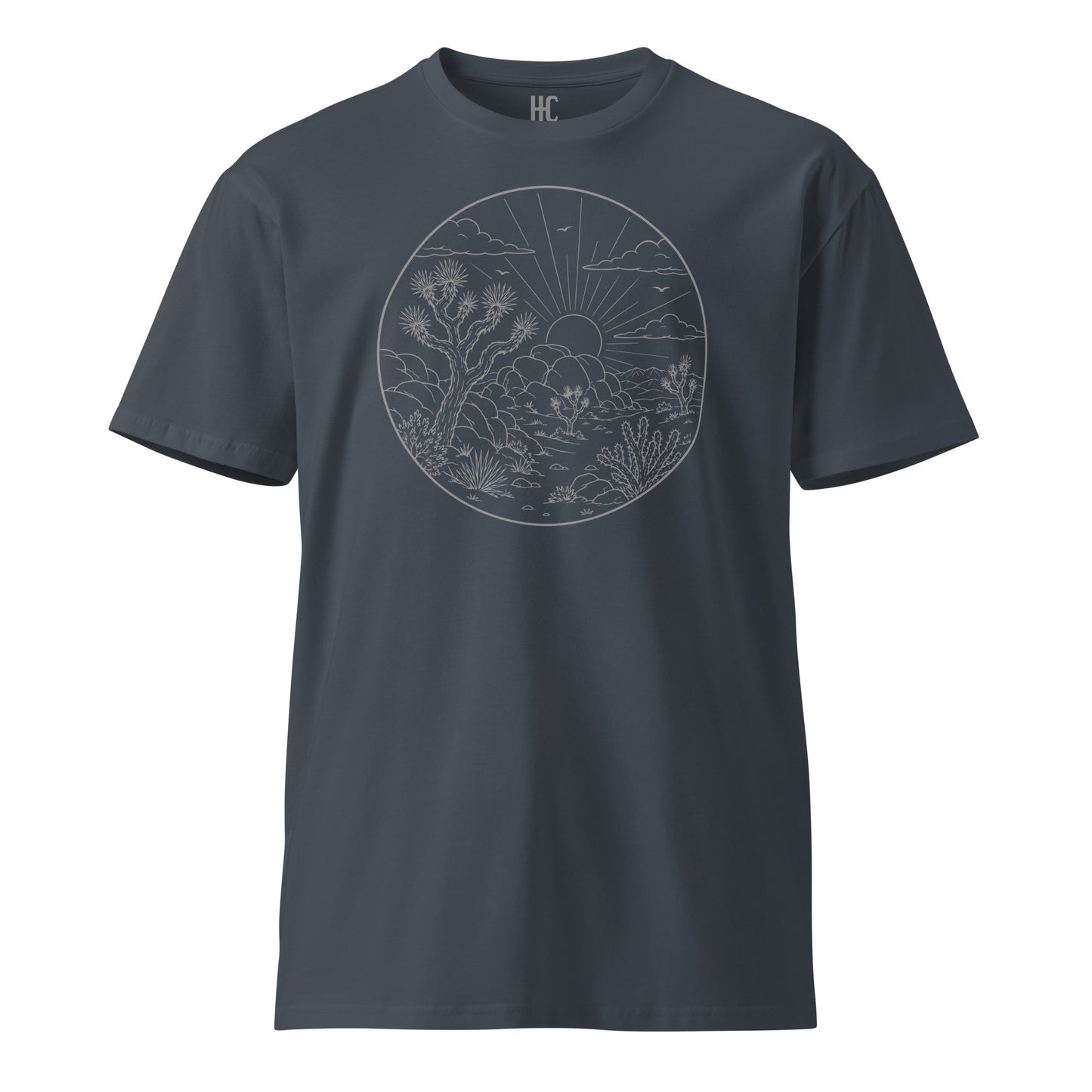 Boulder Field premium tee in Petrol Blue, front view
