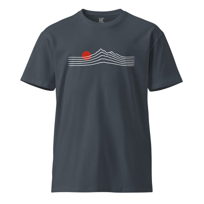 Alpenglow premium tee in Petrol Blue, front view