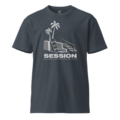 Session Premium Tee — Petrol Blue, front