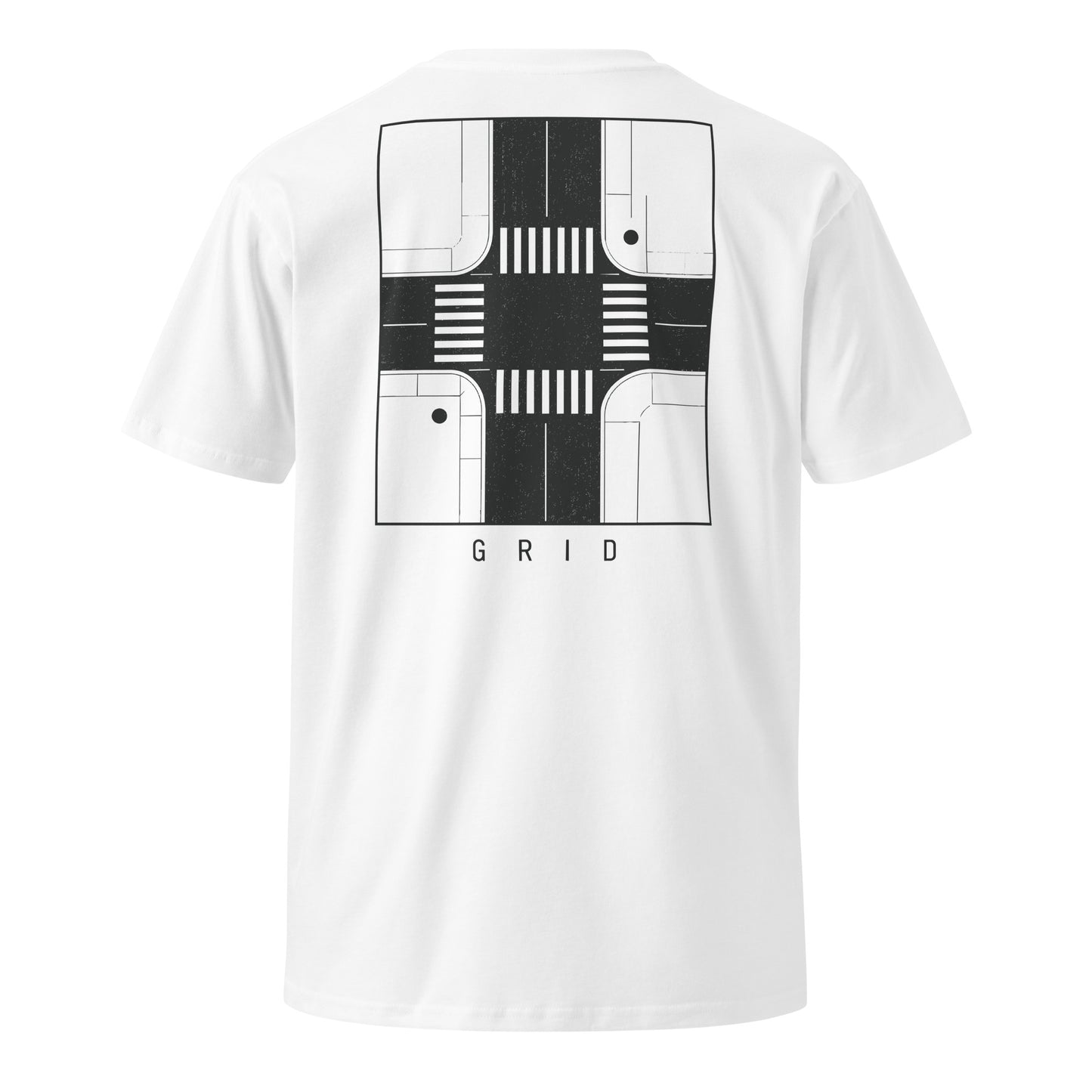 Grid premium tee in White, back view