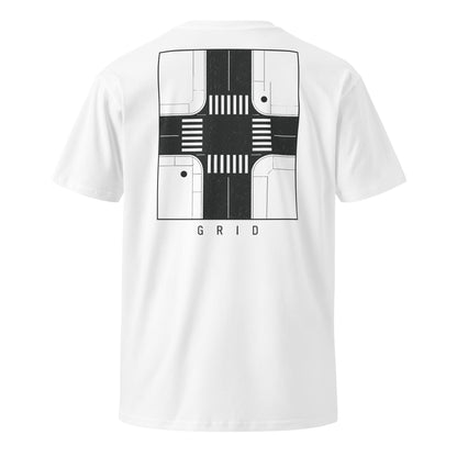 Grid premium tee in White, back view
