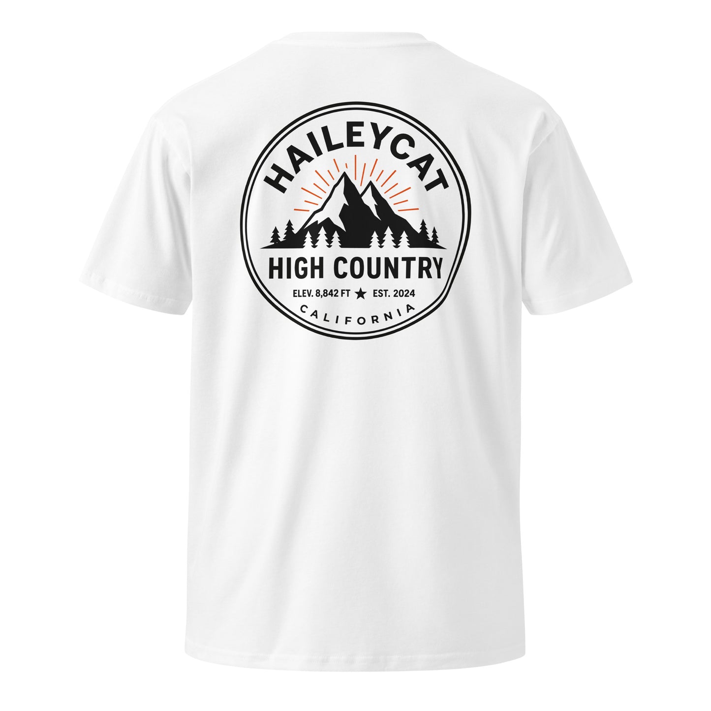High Country premium tee in White, back view