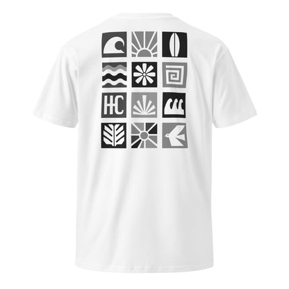 Pacific Forms Premium Tee — White, back icon grid