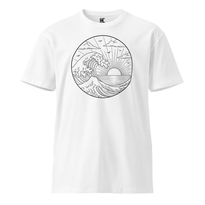 Dawn Break premium tee in White, front view