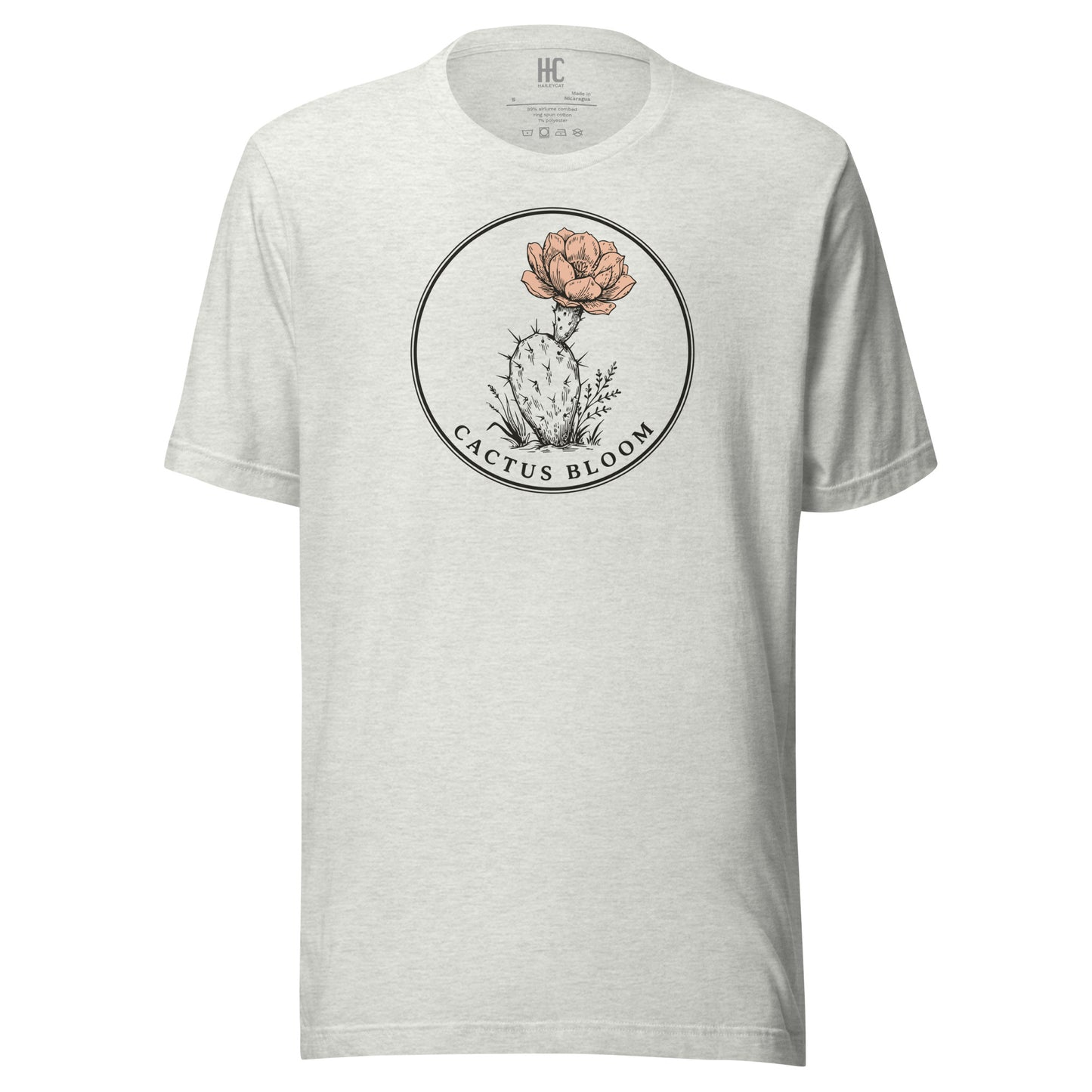 Cactus Bloom Supersoft Tee — Ash, front
