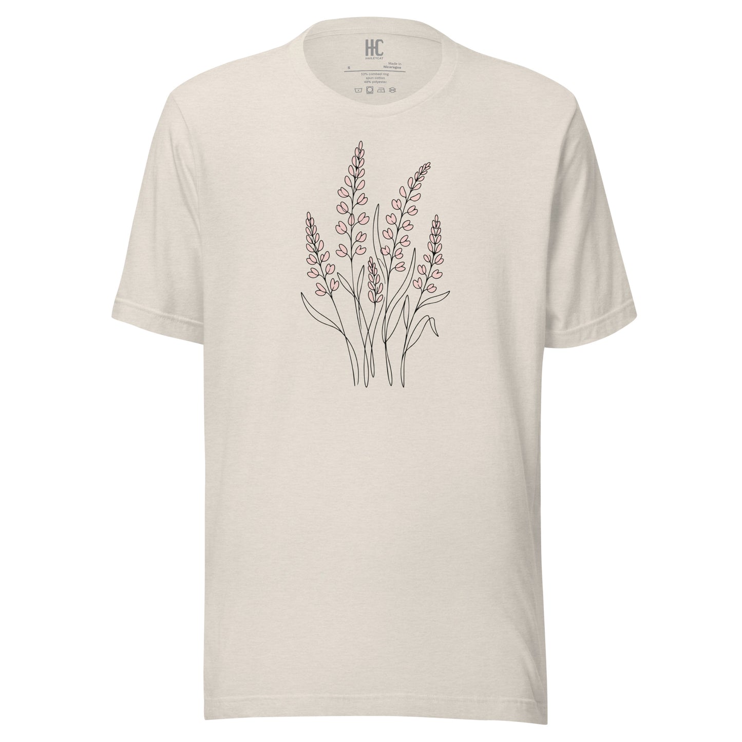 Bloom Line supersoft tee in Heather Dust, front view