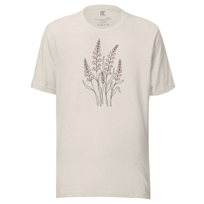 Bloom Line supersoft tee in Heather Dust, front view