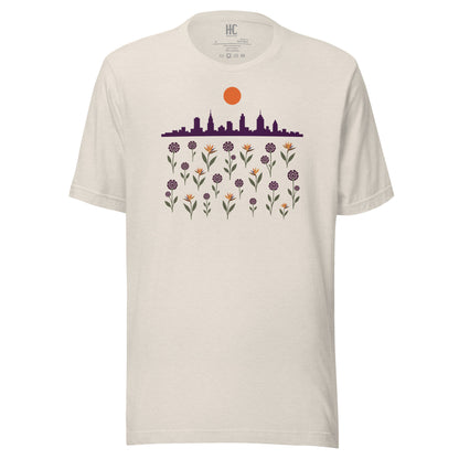 Citybloom supersoft tee in Heather Dust, front view